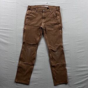 Carhartt Double Front Work Pants Womens 12 Tall Brown Rugged Flex Relaxed Fit